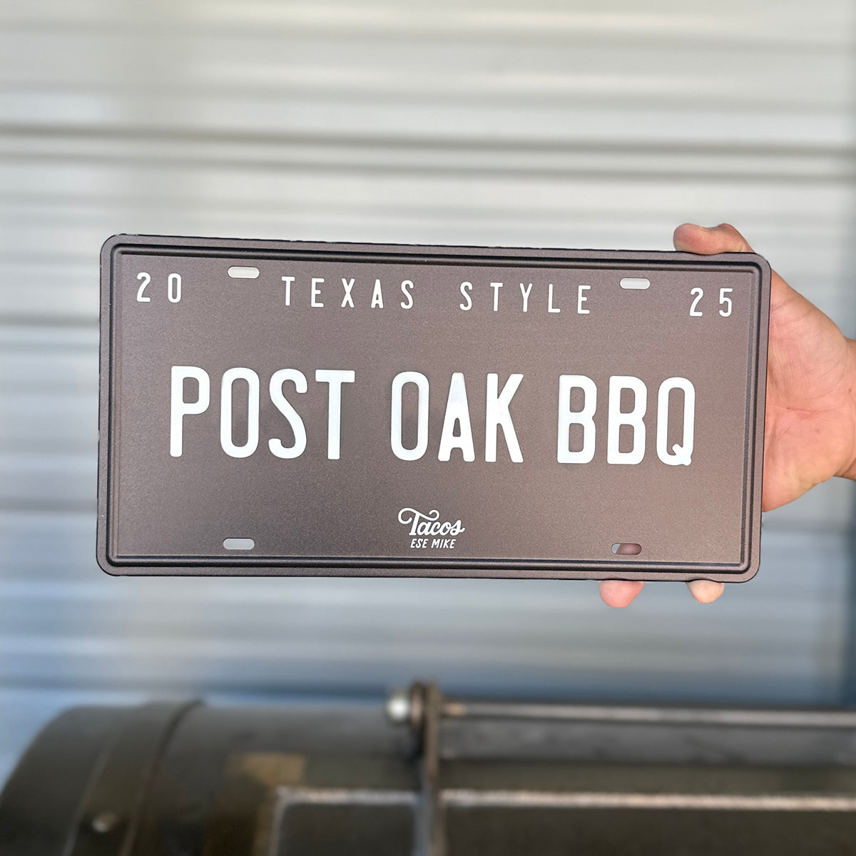 POST OAK BBQ - Metal License Plate Sign