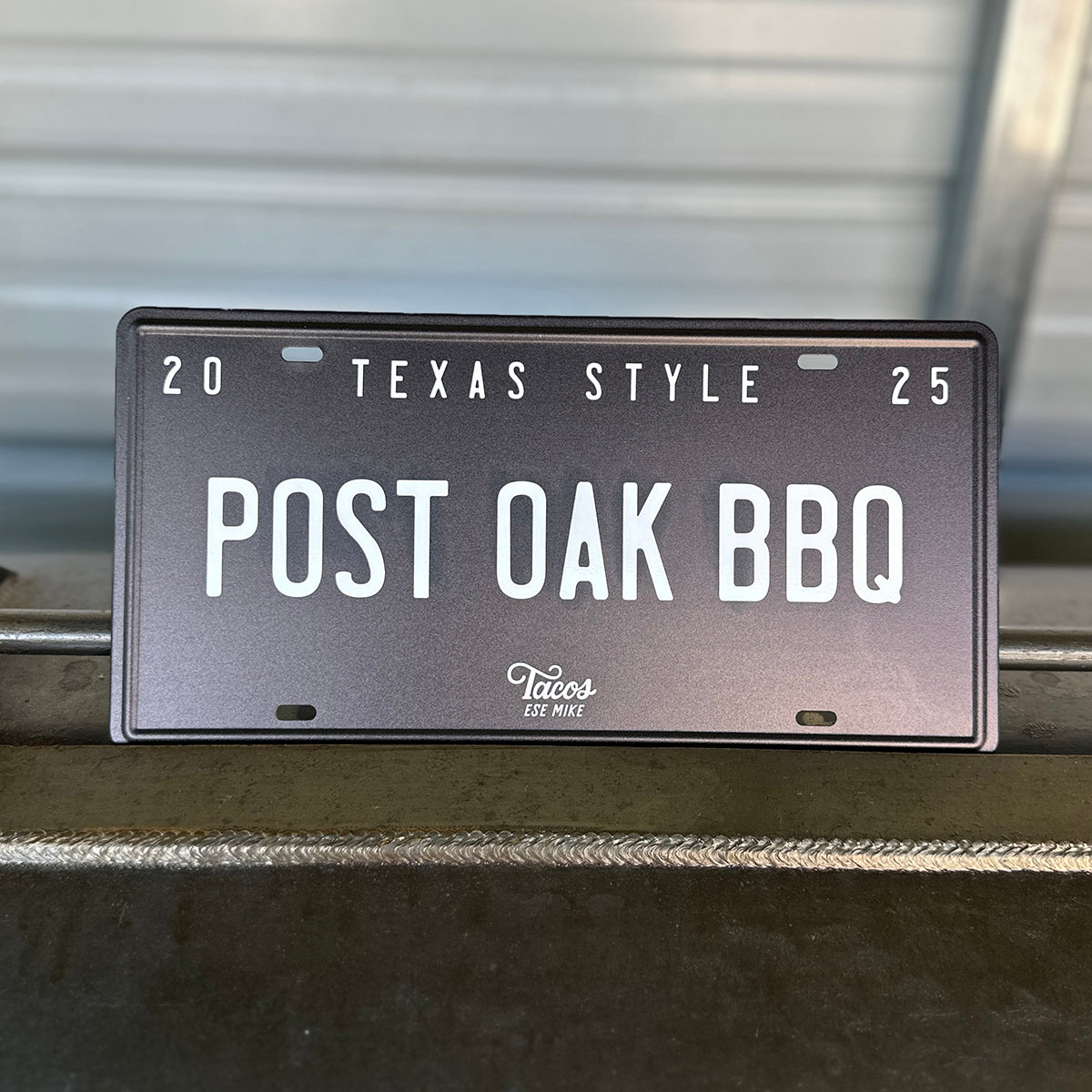 POST OAK BBQ - Metal License Plate Sign