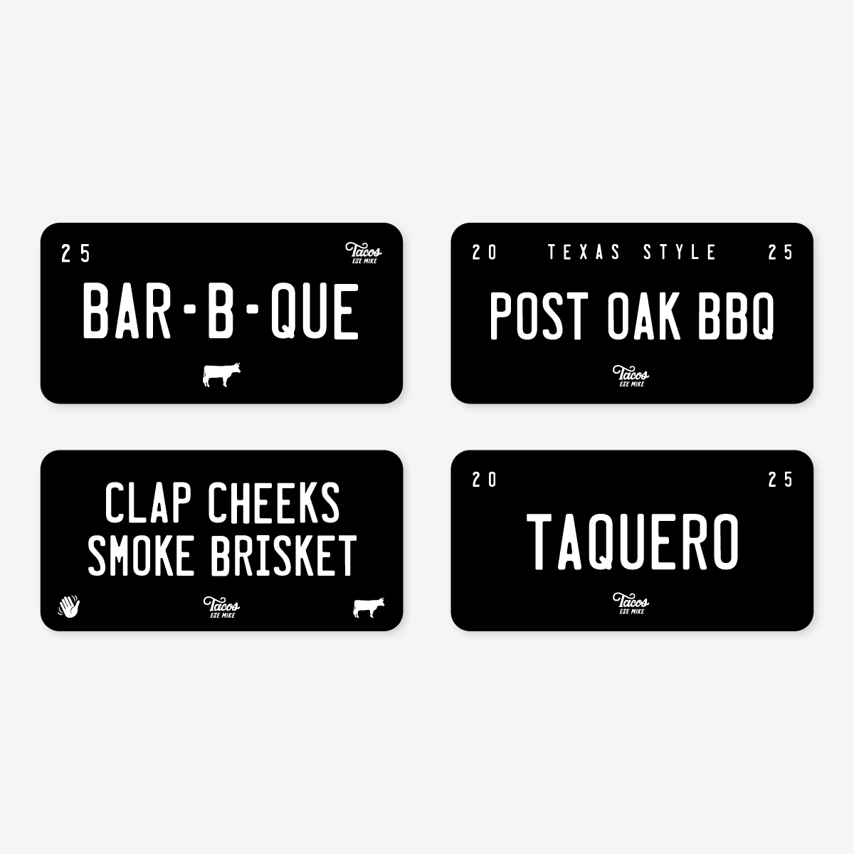 BBQ Mini Black License Plate Sticker Pack