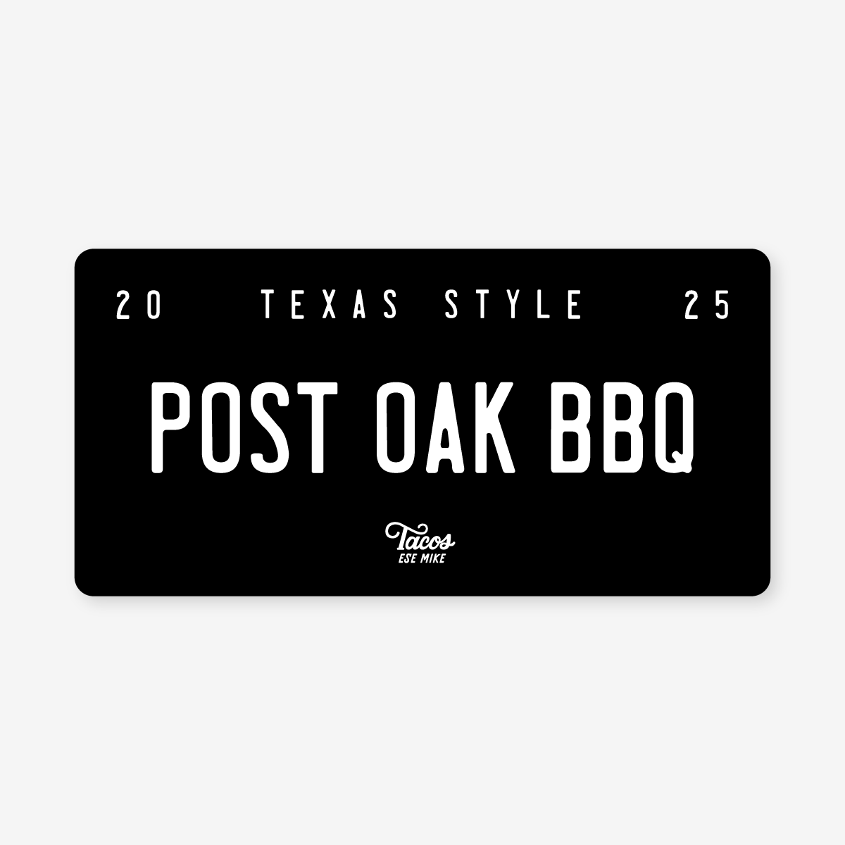 Post Oak BBQ Mini Black License Plate Sticker